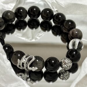 2025 Year of the Snake Black Obsidian Rock Lucky Bracelet