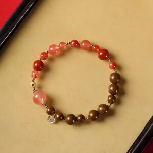 Agarwood & Red Agate Quartz Scented Wood Charm