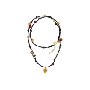 wood bead tassel necklace（Double-Layer Necklace）